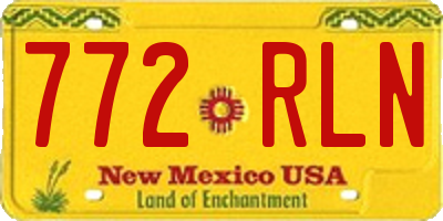 NM license plate 772RLN