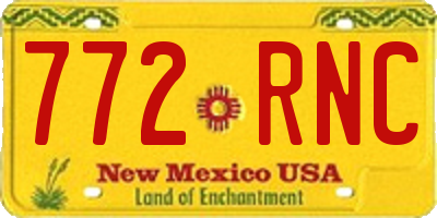 NM license plate 772RNC