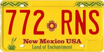 NM license plate 772RNS