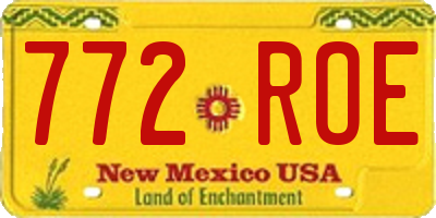 NM license plate 772ROE