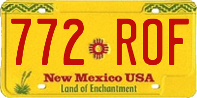 NM license plate 772ROF