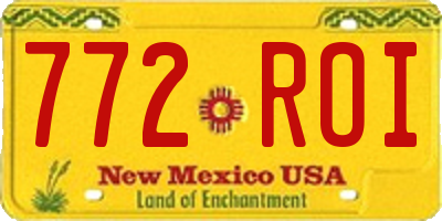 NM license plate 772ROI