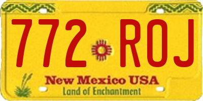 NM license plate 772ROJ