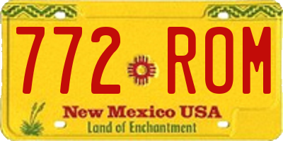NM license plate 772ROM