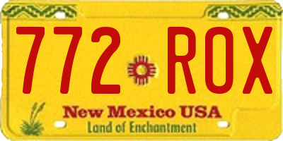 NM license plate 772ROX