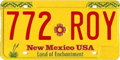 NM license plate 772ROY