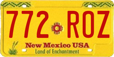 NM license plate 772ROZ