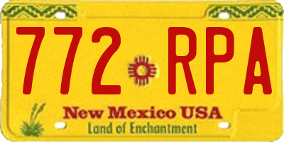 NM license plate 772RPA
