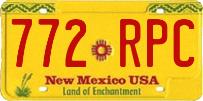 NM license plate 772RPC
