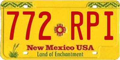 NM license plate 772RPI