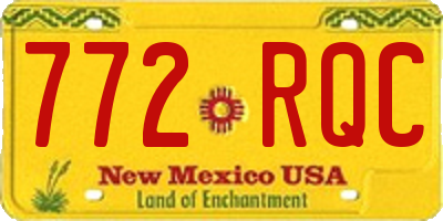 NM license plate 772RQC
