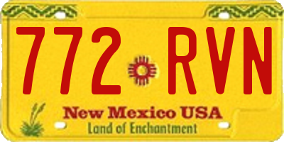 NM license plate 772RVN