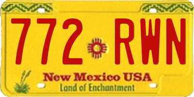 NM license plate 772RWN
