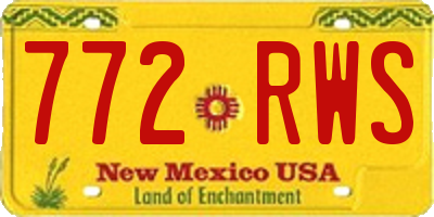 NM license plate 772RWS