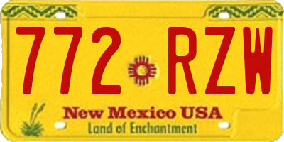 NM license plate 772RZW
