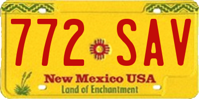 NM license plate 772SAV