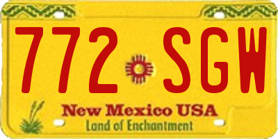 NM license plate 772SGW