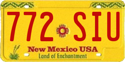 NM license plate 772SIU