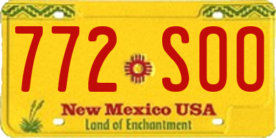 NM license plate 772SOO