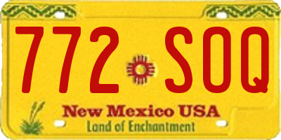 NM license plate 772SOQ