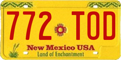 NM license plate 772TOD