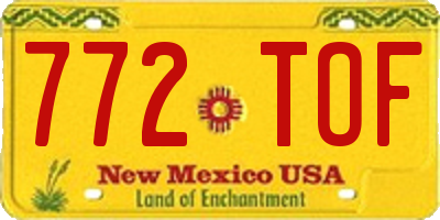 NM license plate 772TOF
