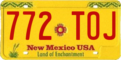 NM license plate 772TOJ