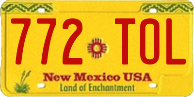 NM license plate 772TOL