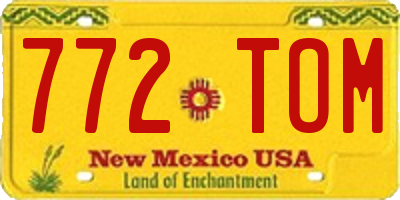 NM license plate 772TOM