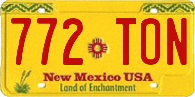 NM license plate 772TON