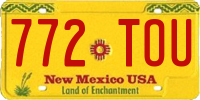 NM license plate 772TOU