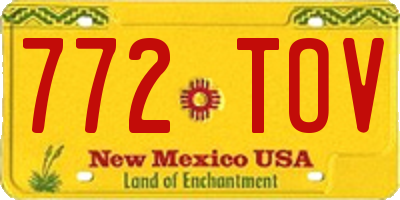 NM license plate 772TOV