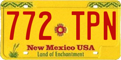 NM license plate 772TPN