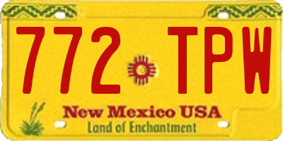 NM license plate 772TPW
