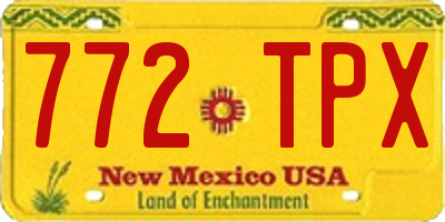 NM license plate 772TPX
