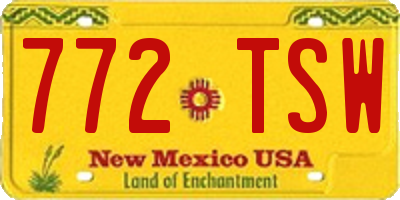 NM license plate 772TSW