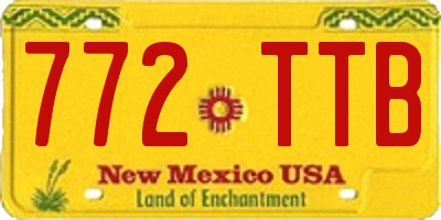 NM license plate 772TTB