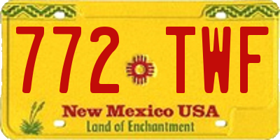 NM license plate 772TWF