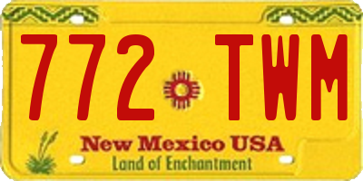 NM license plate 772TWM