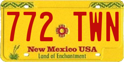 NM license plate 772TWN