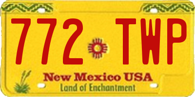 NM license plate 772TWP
