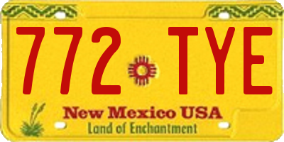 NM license plate 772TYE