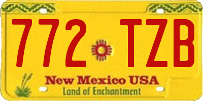 NM license plate 772TZB