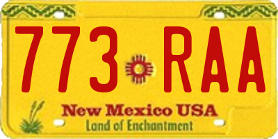 NM license plate 773RAA