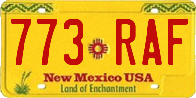 NM license plate 773RAF