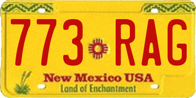 NM license plate 773RAG