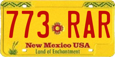 NM license plate 773RAR