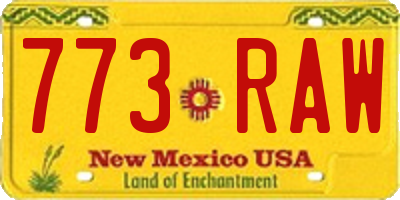 NM license plate 773RAW