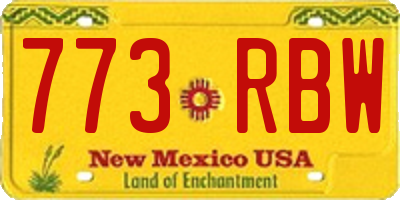 NM license plate 773RBW