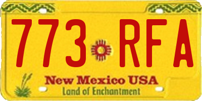 NM license plate 773RFA